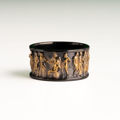 Ancient Roman Gladiator Relief Motif Ring  Ring  Charmora Jewelry