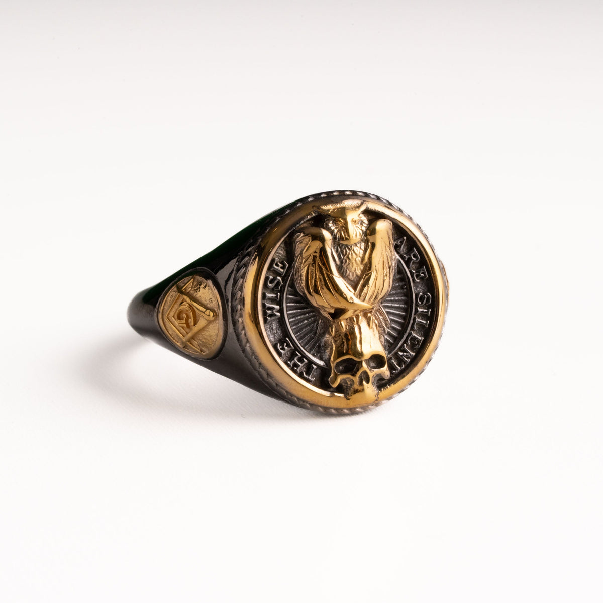 Owl Skull Relief Motif Ring  Ring  Charmora Jewelry
