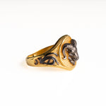 Sculpted Ram Head Motif Signet Ring  Ring  Charmora Jewelry