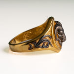 Sculpted Ram Head Motif Signet Ring  Ring  Charmora Jewelry