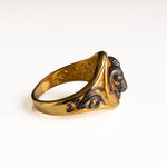 Sculpted Ram Head Motif Signet Ring  Ring  Charmora Jewelry