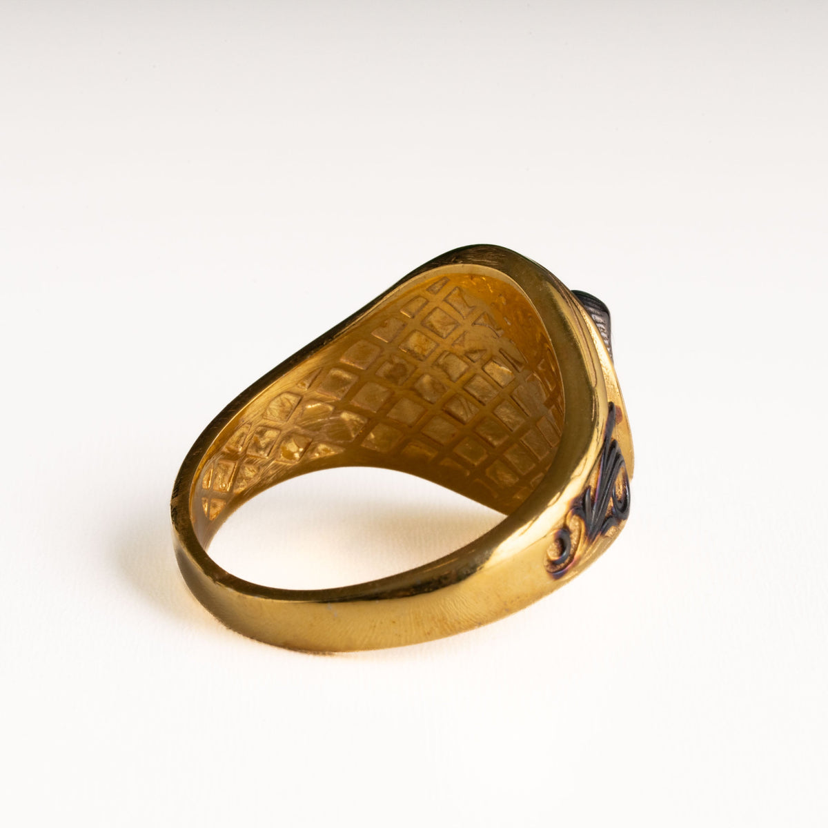 Sculpted Ram Head Motif Signet Ring  Ring  Charmora Jewelry