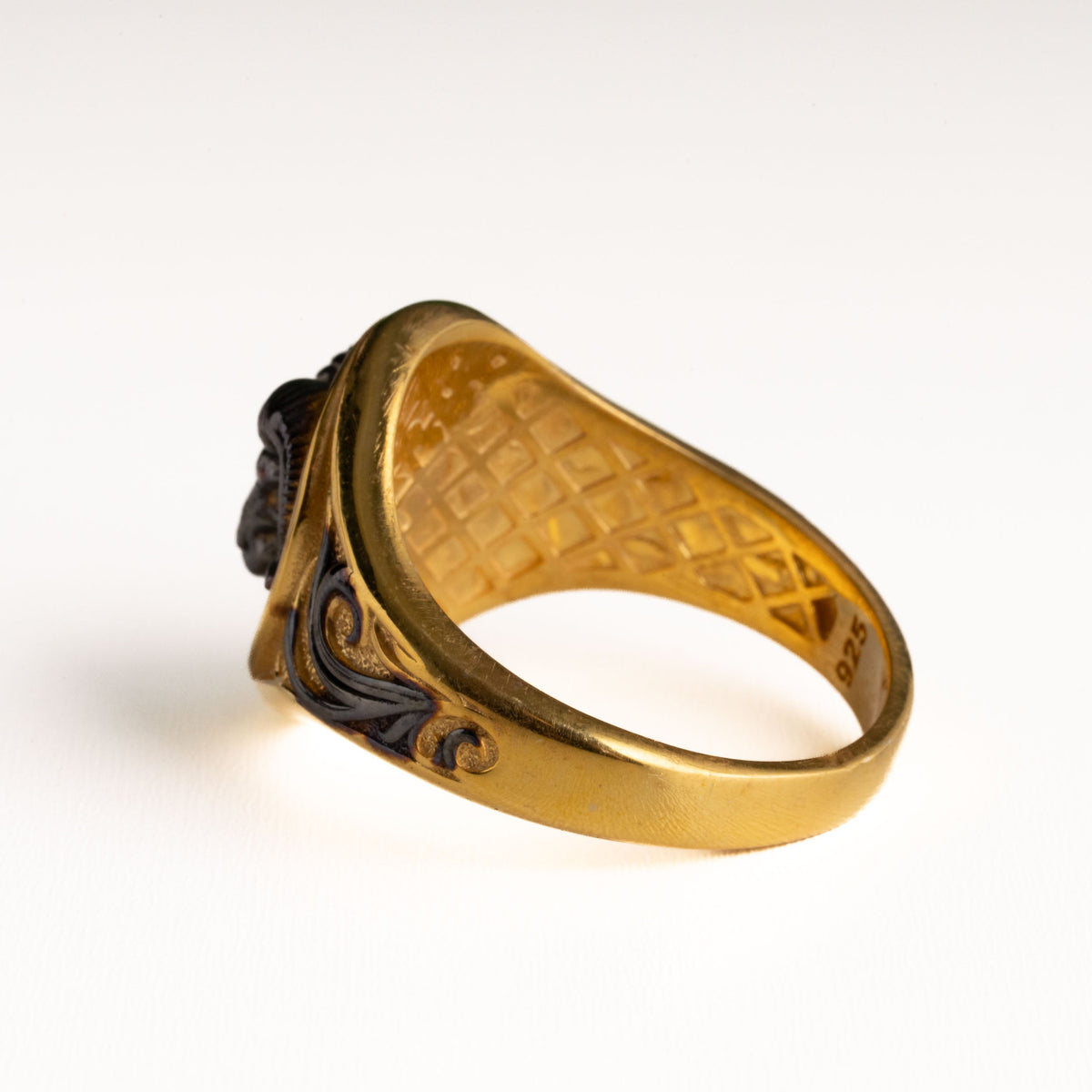 Sculpted Ram Head Motif Signet Ring  Ring  Charmora Jewelry