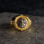 Navigational Compass Motif Signet Ring  Ring  Charmora Jewelry