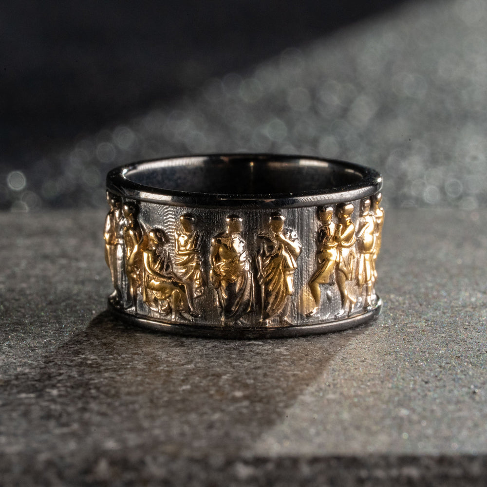 Ancient Roman Gladiator Relief Motif Ring  Ring  Charmora Jewelry