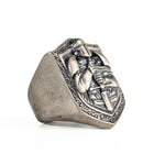 Knight Crusader Relief Motif Ring  Ring  Charmora Jewelry