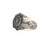 Navigational Compass Motif Signet Ring  Ring  Charmora Jewelry