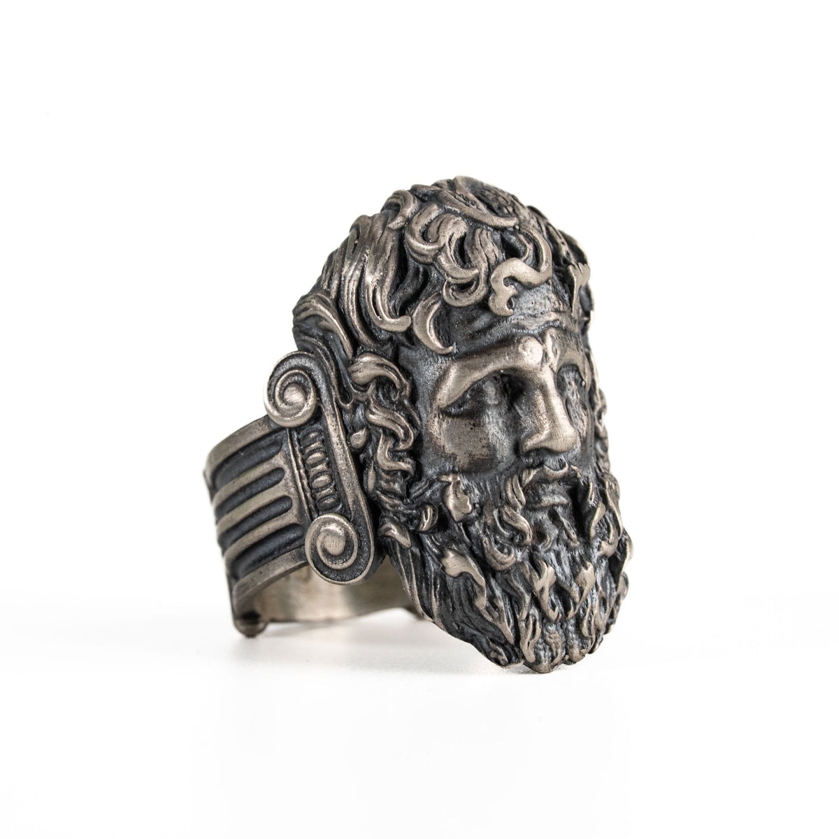 Sculpted Ancient Deity Motif Signet Ring  Ring  Charmora Jewelry