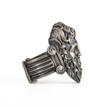 Sculpted Ancient Deity Motif Signet Ring  Ring  Charmora Jewelry