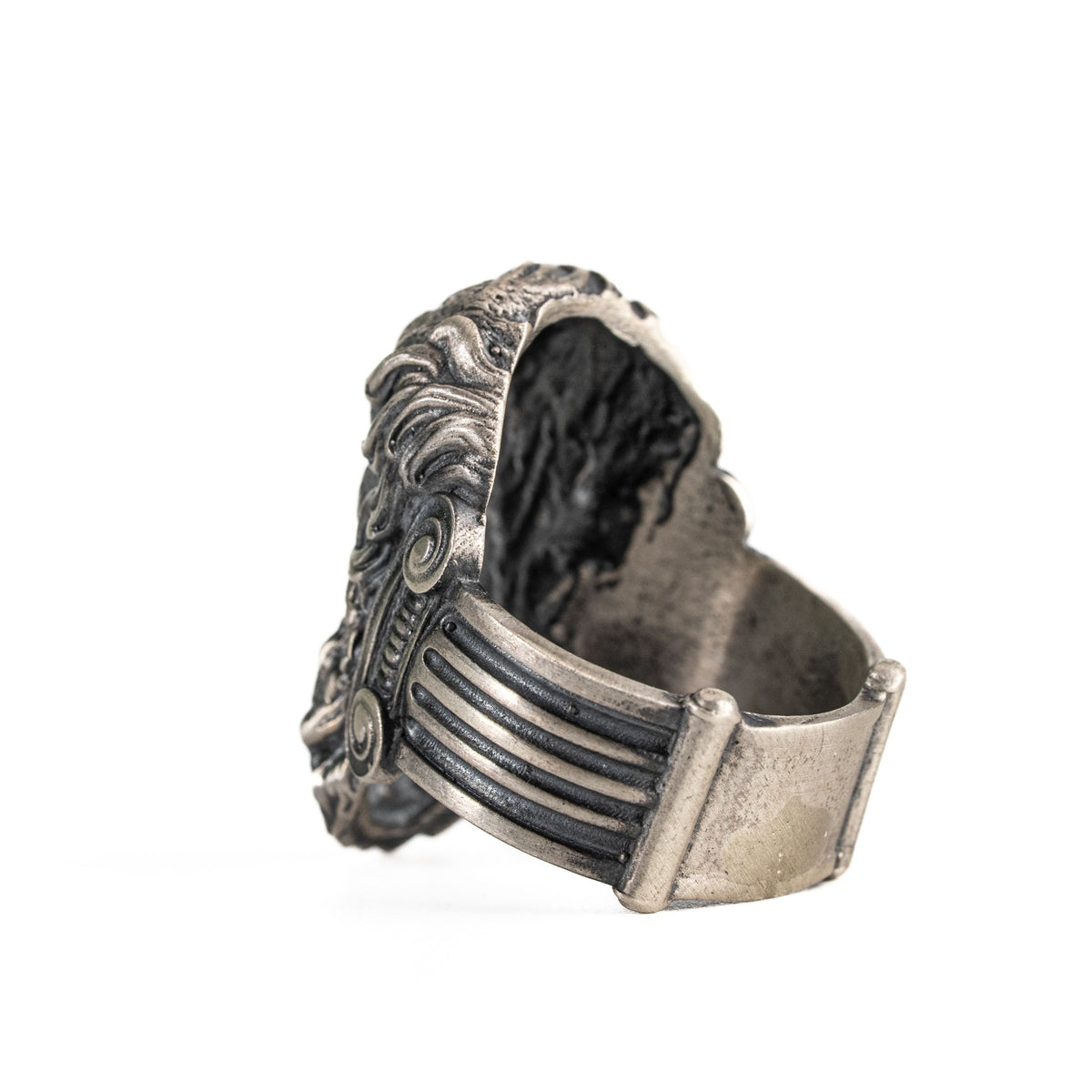 Sculpted Ancient Deity Motif Signet Ring  Ring  Charmora Jewelry