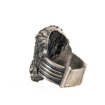 Sculpted Ancient Deity Motif Signet Ring  Ring  Charmora Jewelry