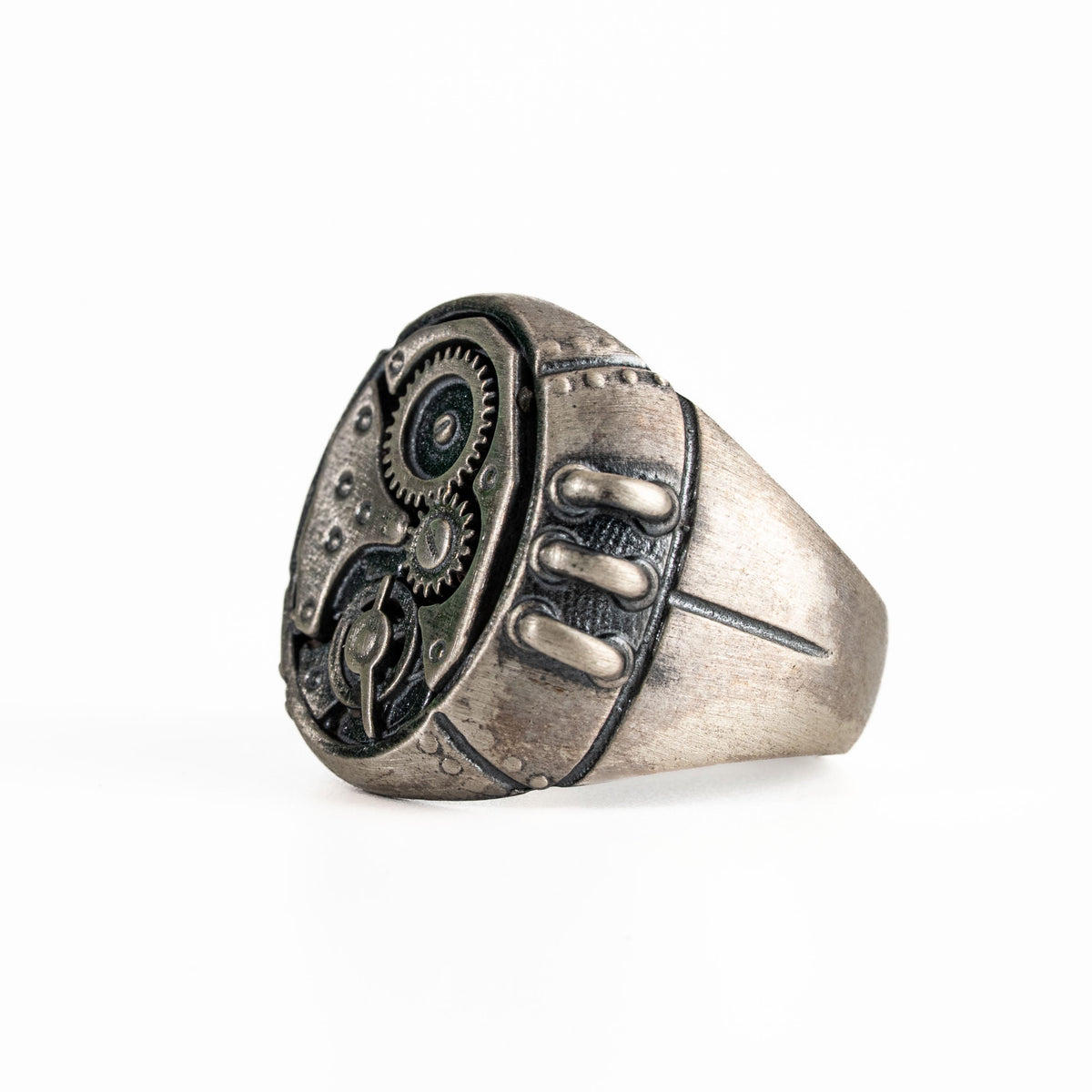 Industrial Mechanical Gear Motif Ring  Ring  Charmora Jewelry