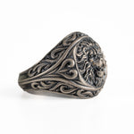 Sculpted Lion Head Signet Ring  Ring  Charmora Jewelry