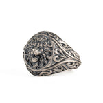 Sculpted Lion Head Signet Ring  Ring  Charmora Jewelry