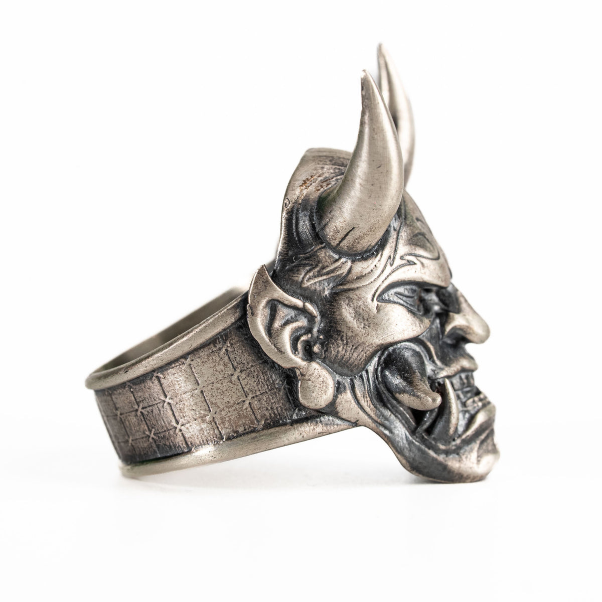 Traditional Mask Motif Signet Ring  Ring  Charmora Jewelry
