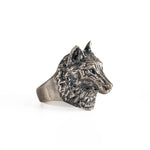 Wolf Head Relief Motif Signet Ring  Ring  Charmora Jewelry