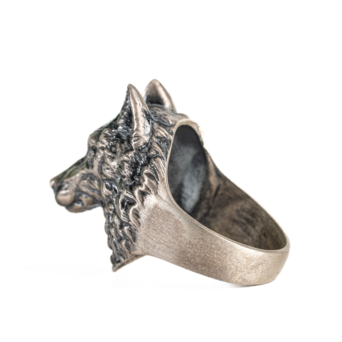 Wolf Head Relief Motif Signet Ring  Ring  Charmora Jewelry