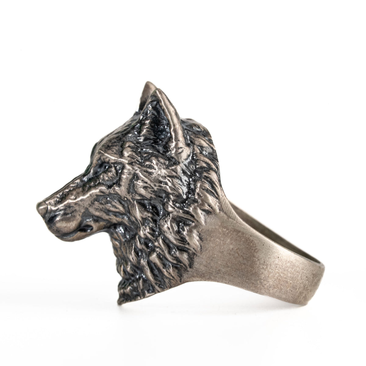 Wolf Head Relief Motif Signet Ring  Ring  Charmora Jewelry