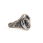 Sculpted Ram Head Motif Signet Ring  Ring  Charmora Jewelry