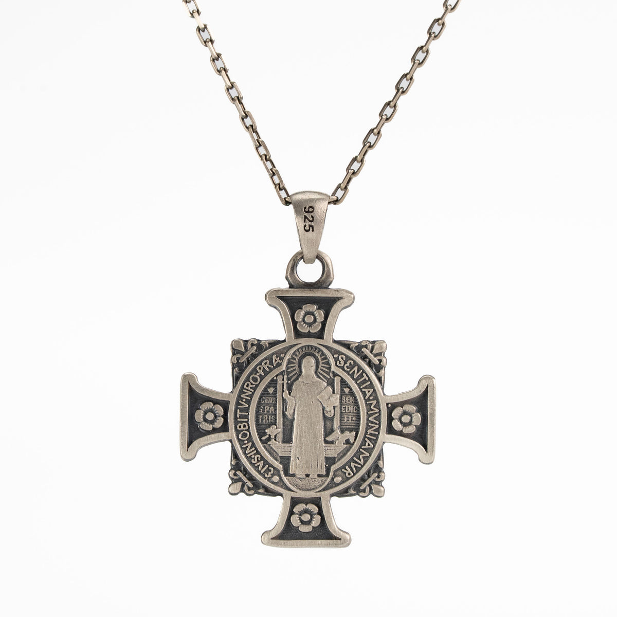 Saint Benedict Medal Cross Necklace  Necklace  Charmora Jewelry