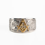 Masonic Relief Motif Band Ring  Ring  Charmora Jewelry