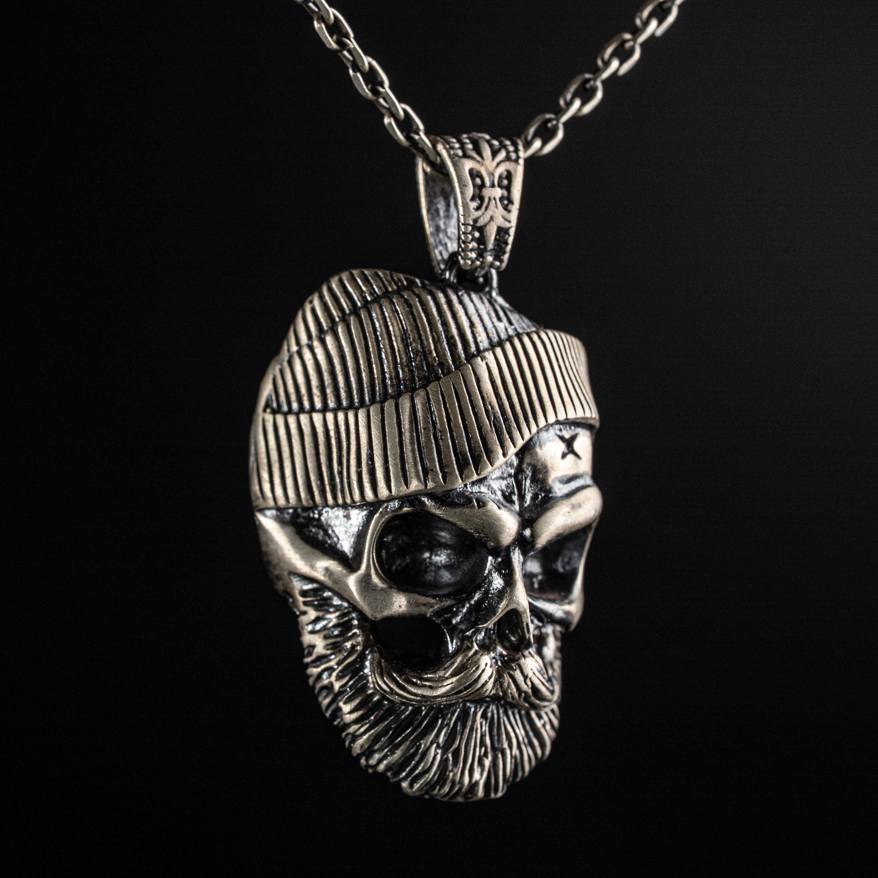 Bearded Skull Beanie Rebel Necklace  Necklace  Charmora Jewelry