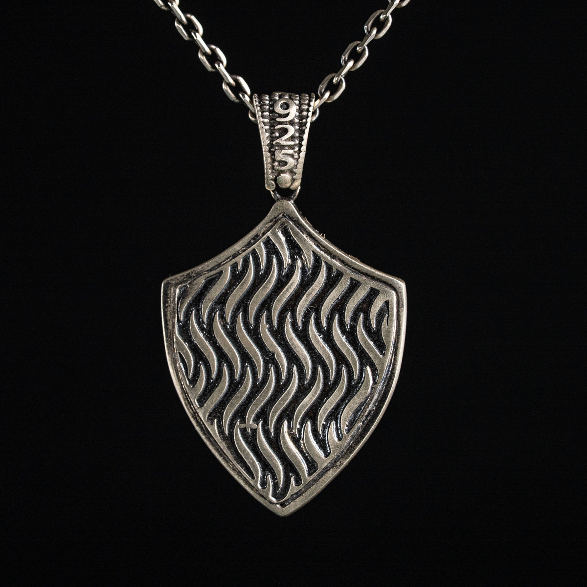 Onyx Bordered Lion Head Shield Necklace  Necklace  Charmora Jewelry