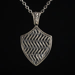 Onyx Bordered Lion Head Shield Necklace  Necklace  Charmora Jewelry