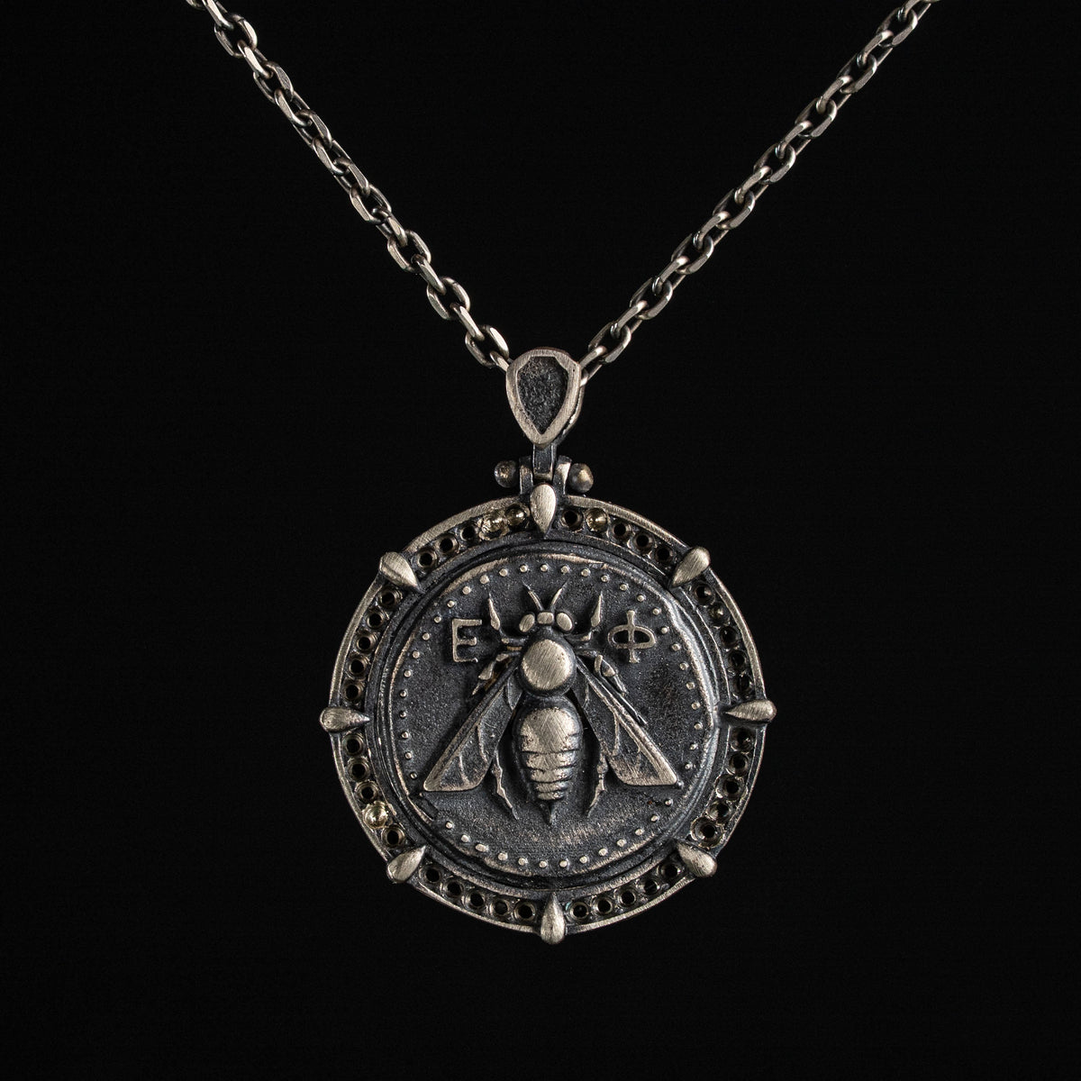 Ancient Bee Coin Reversible Octagon Necklace  Necklace  Charmora Jewelry