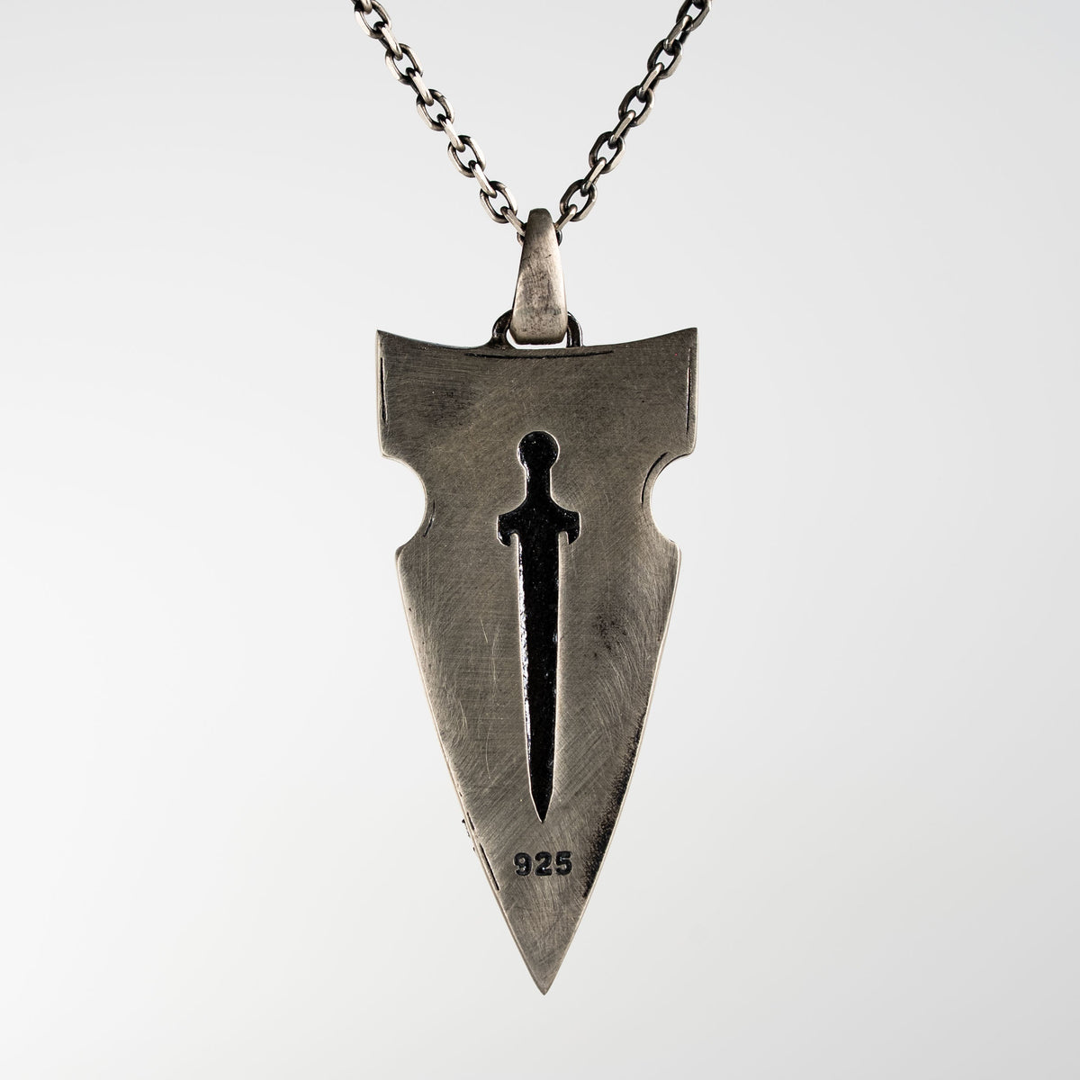 Onyx Detailed Sword Shield Warrior Necklace  Necklace  Charmora Jewelry