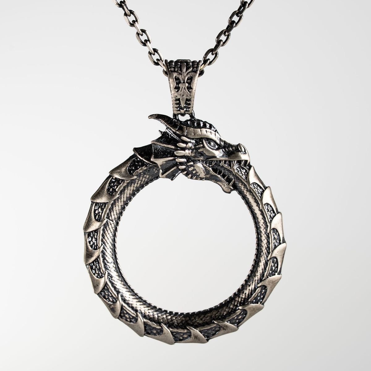 Ouroboros Dragon Eternal Cycle Necklace  Necklace  Charmora Jewelry