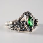 Green Eye Serpent Relief Motif Ring  Ring  Charmora Jewelry