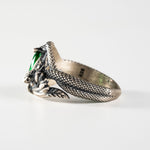 Green Eye Serpent Relief Motif Ring  Ring  Charmora Jewelry