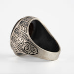 Tiger's Eye Floral Relief Motif Signet Ring  Ring  Charmora Jewelry