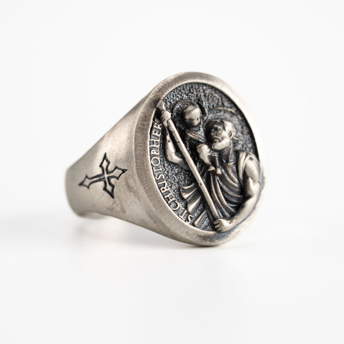 Saint Christopher Relief Signet Ring  Ring  Charmora Jewelry