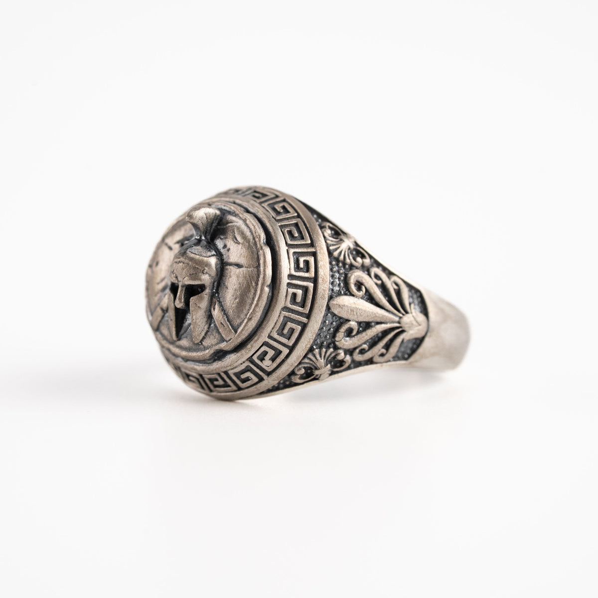 Spartan Helmet Relief Motif Signet Ring  Ring  Charmora Jewelry