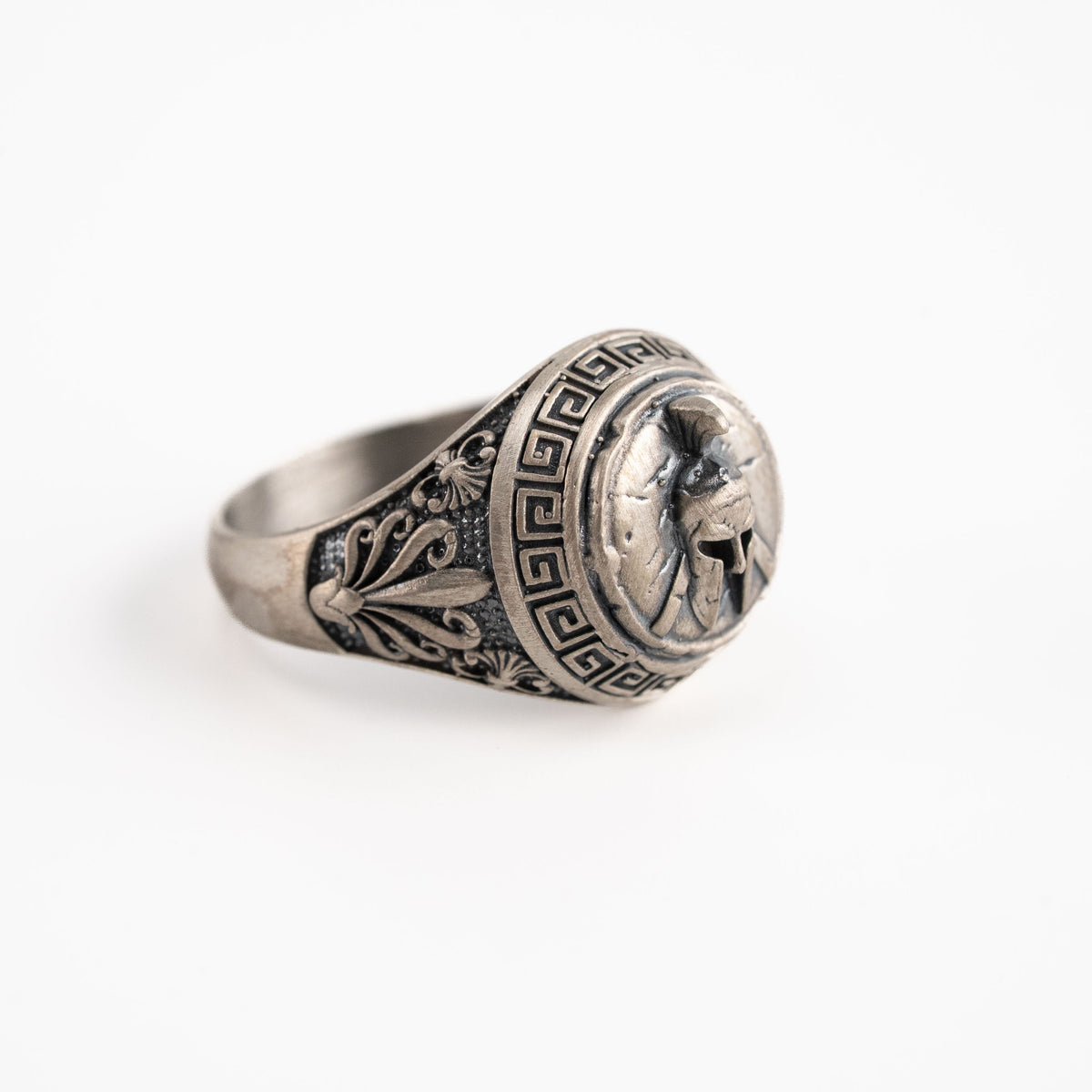 Spartan Helmet Relief Motif Signet Ring  Ring  Charmora Jewelry