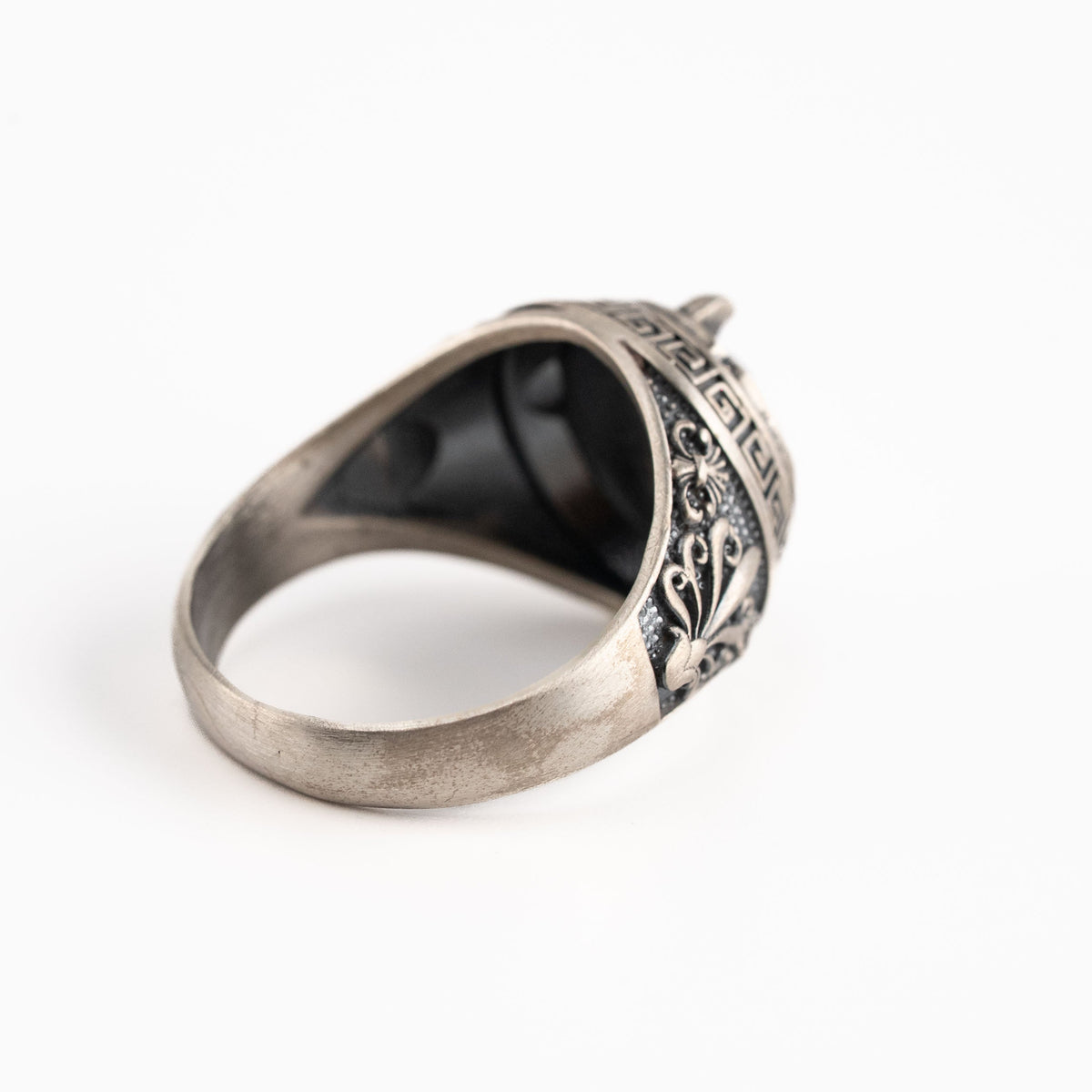 Spartan Helmet Relief Motif Signet Ring  Ring  Charmora Jewelry