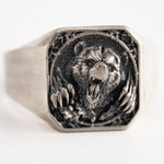 Viking Bear Relief Signet Ring  Ring  Charmora Jewelry