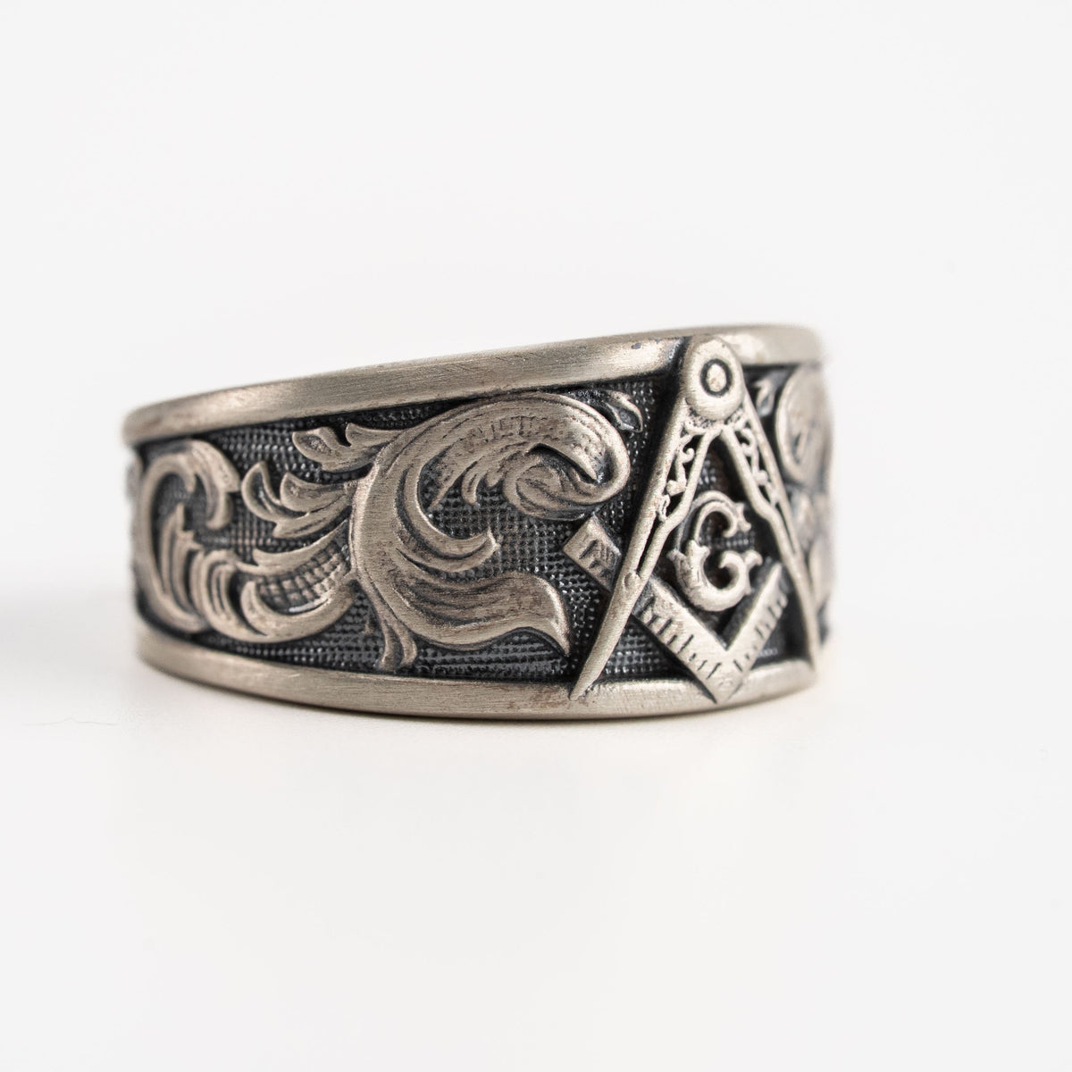 Masonic Relief Motif Band Ring  Ring  Charmora Jewelry