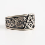 Masonic Relief Motif Band Ring  Ring  Charmora Jewelry
