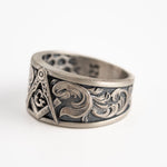Masonic Relief Motif Band Ring  Ring  Charmora Jewelry