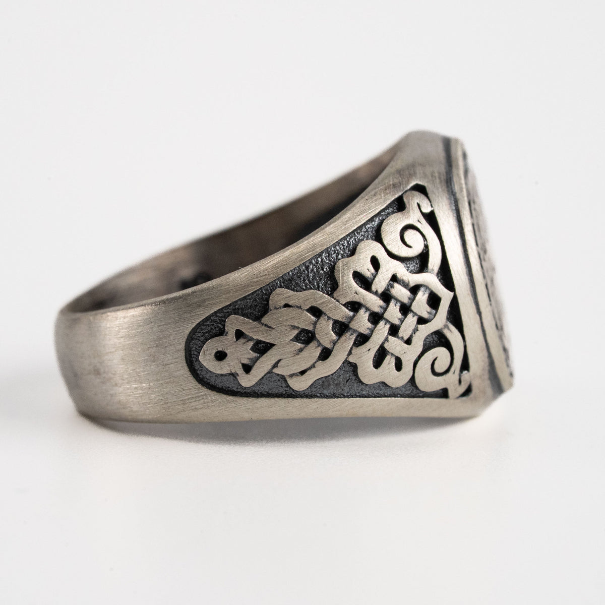 St Benedict Relief Motif Signet Ring  Ring  Charmora Jewelry