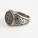 St Benedict Relief Motif Signet Ring  Ring  Charmora Jewelry