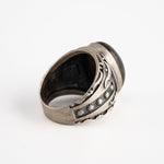 Labradorite Oval Relief Motif Ring  Ring  Charmora Jewelry