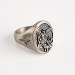 St Michael Archangel Relief Motif Signet Ring  Ring  Charmora Jewelry