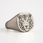 Tiger Relief Motif Signet Ring  Ring  Charmora Jewelry
