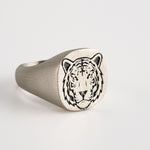 Tiger Relief Motif Signet Ring  Ring  Charmora Jewelry
