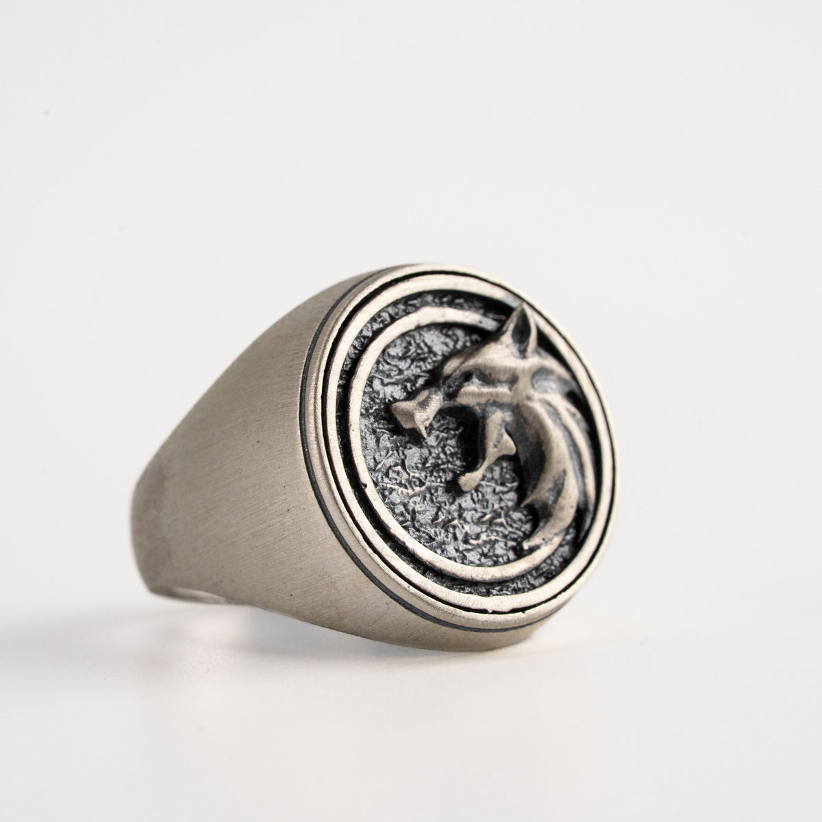Witcher Wolf Relief Signet Ring  Ring  Charmora Jewelry