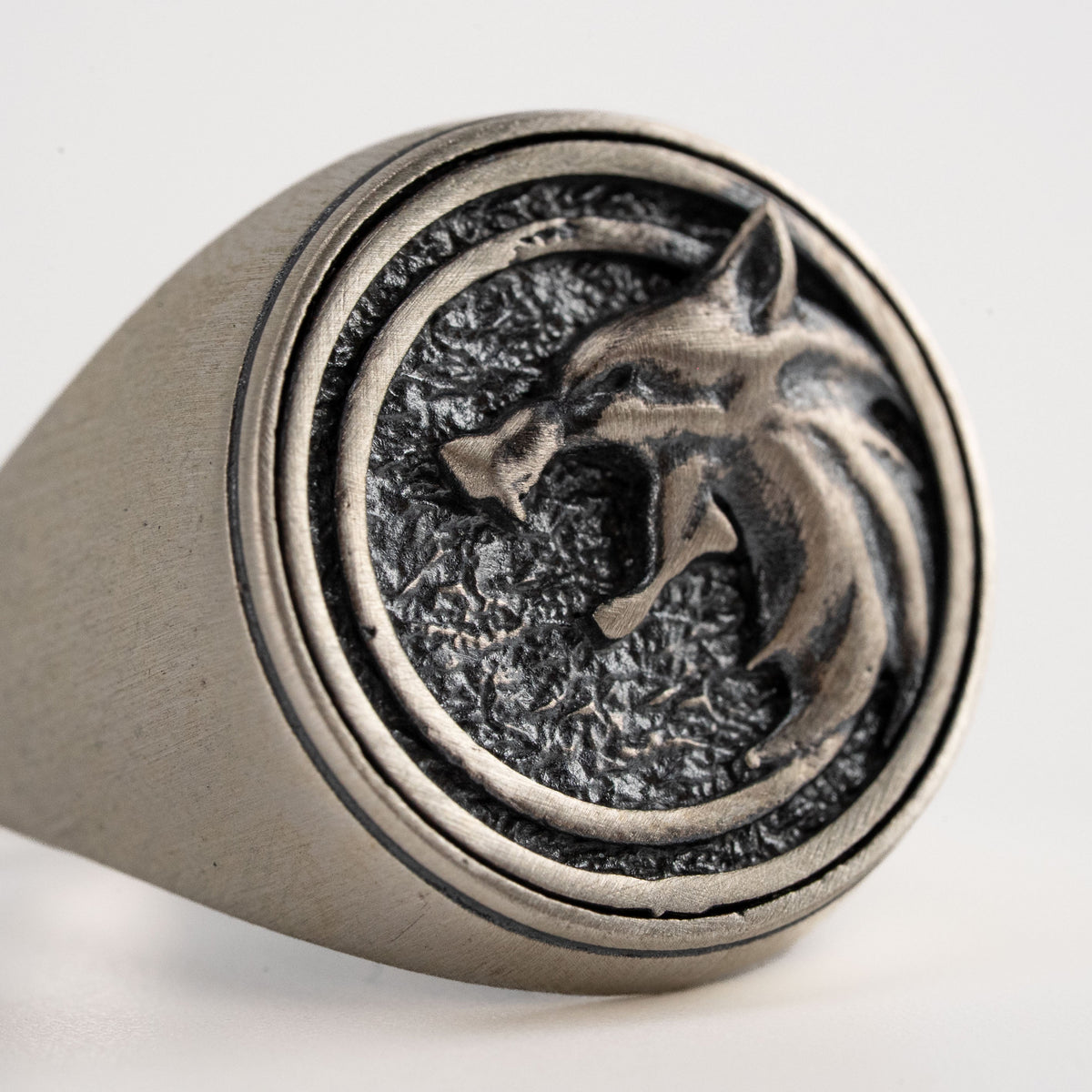 Witcher Wolf Relief Signet Ring  Ring  Charmora Jewelry